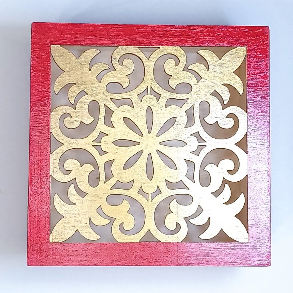 Hand-painted decorative wooden box with clasp